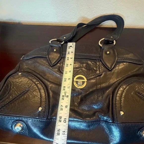 Marc Jacobs Distressed
Leather Signature Satchel - 
Dark Navy Large Soft Slouchy - Picture 11 of 13